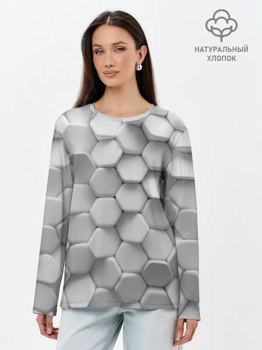 Лонгслив женский. Хлопок / Геометрическая живопись