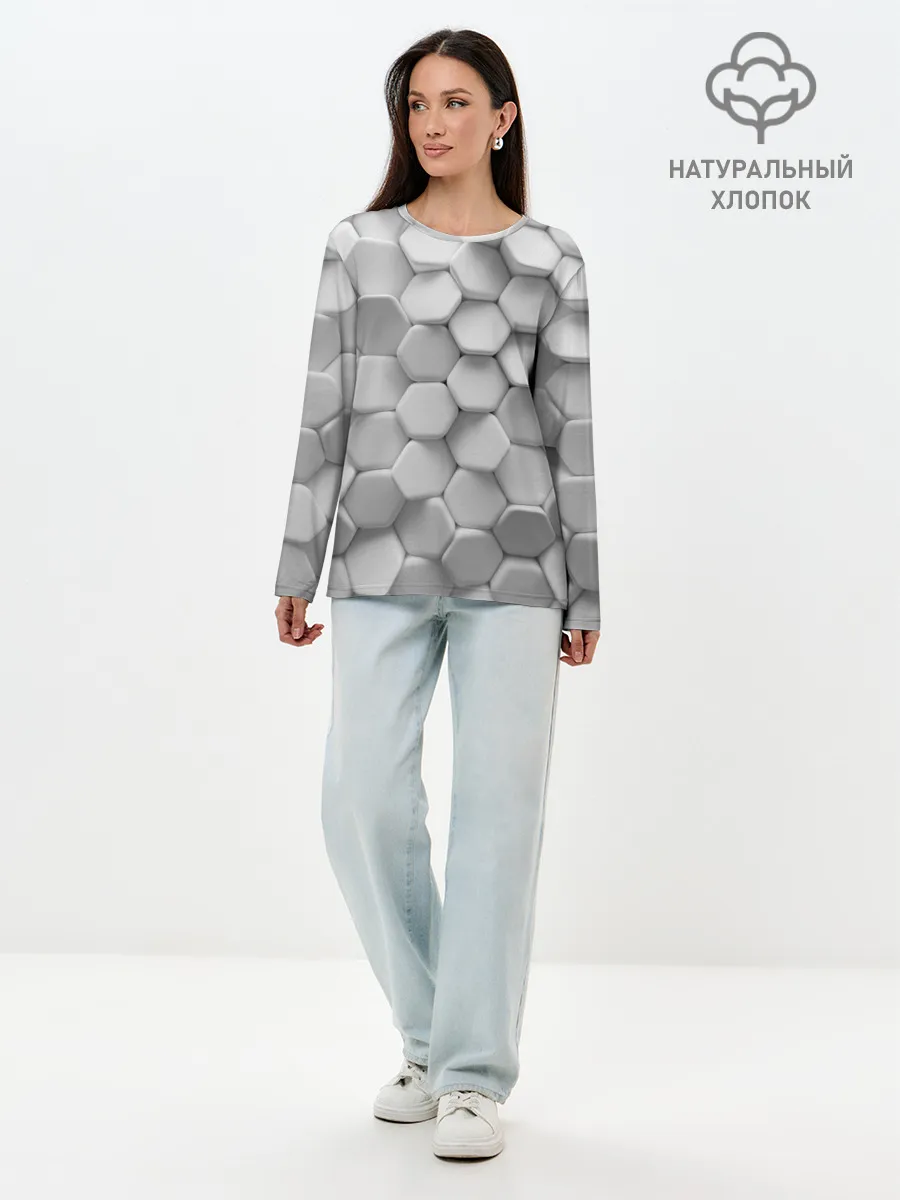 Лонгслив женский. Хлопок / Геометрическая живопись