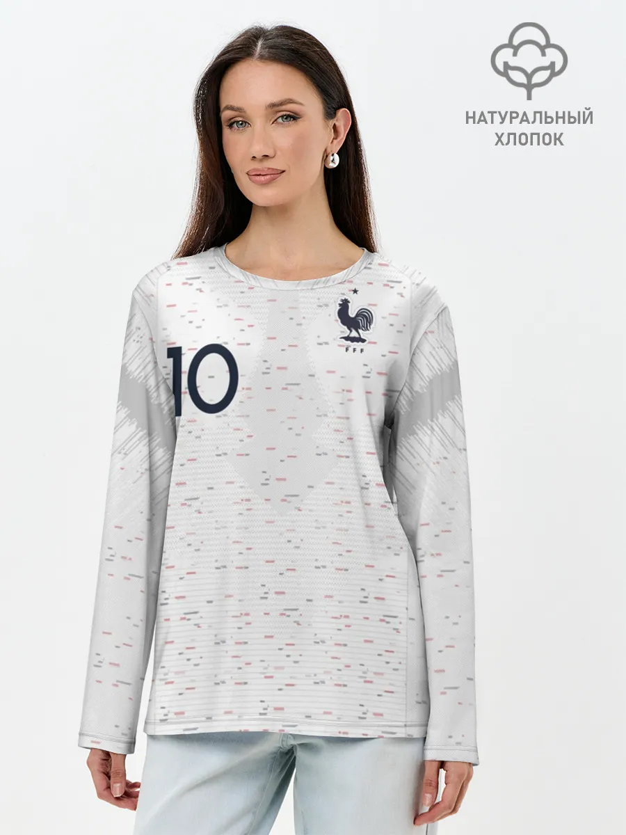 Лонгслив женский. Хлопок / Mbappe away WC 2018