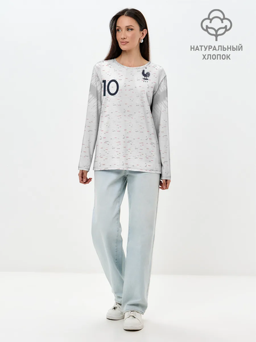 Лонгслив женский. Хлопок / Mbappe away WC 2018