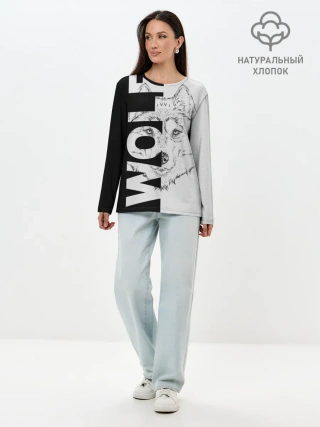 Лонгслив женский. Хлопок / Wolf
