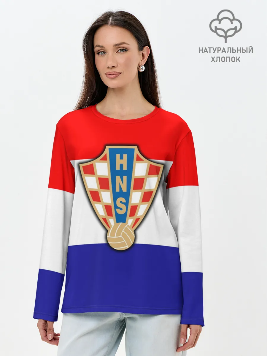 Лонгслив женский. Хлопок / Сборная Хорватии флаг