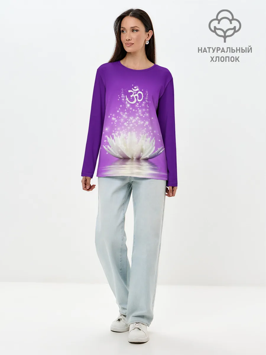 Лонгслив женский. Хлопок / Лотос просветления