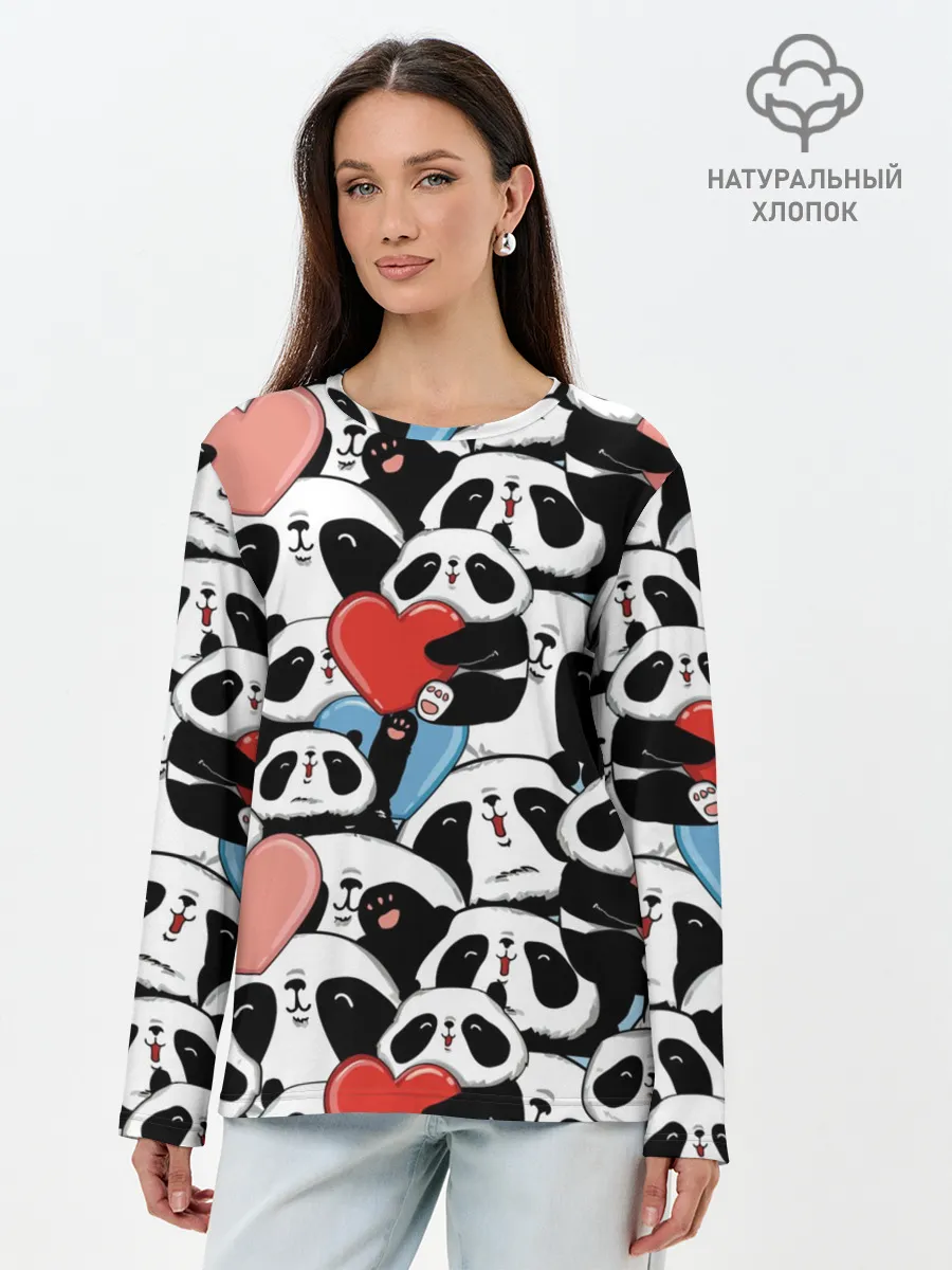 Лонгслив женский. Хлопок / Пандяшки