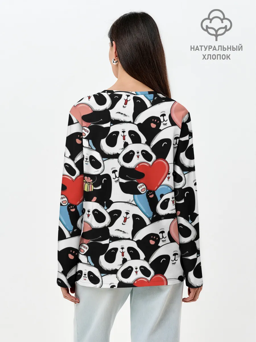 Лонгслив женский. Хлопок / Пандяшки
