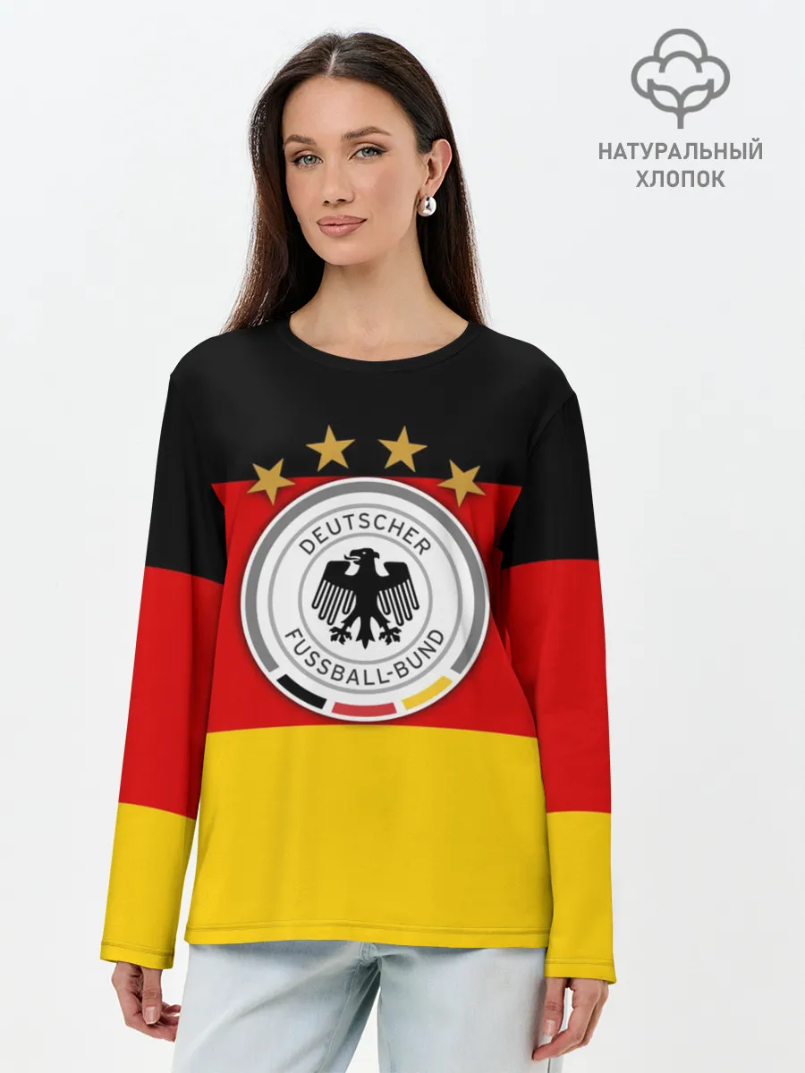 Лонгслив женский. Хлопок / Сборная Германии флаг
