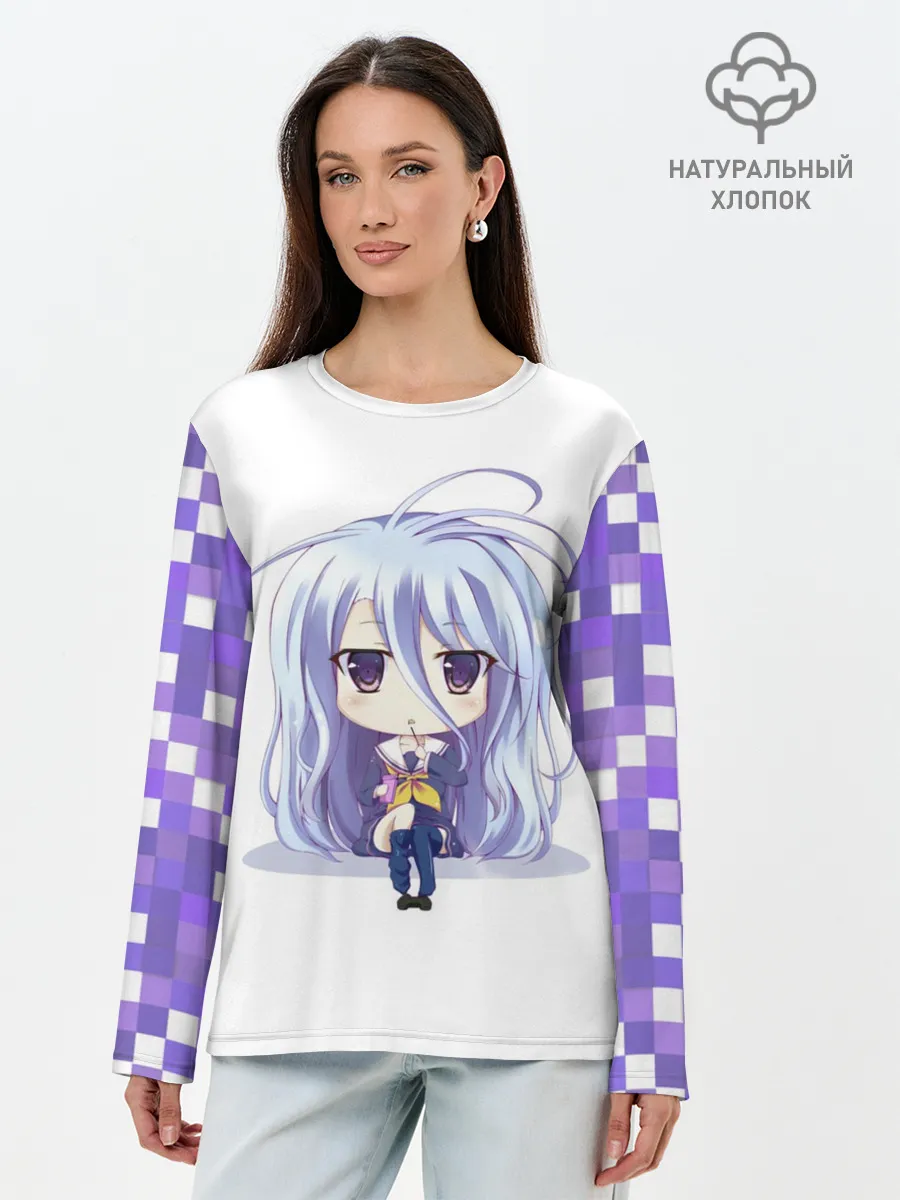 Лонгслив женский. Хлопок / Аниме пикселы