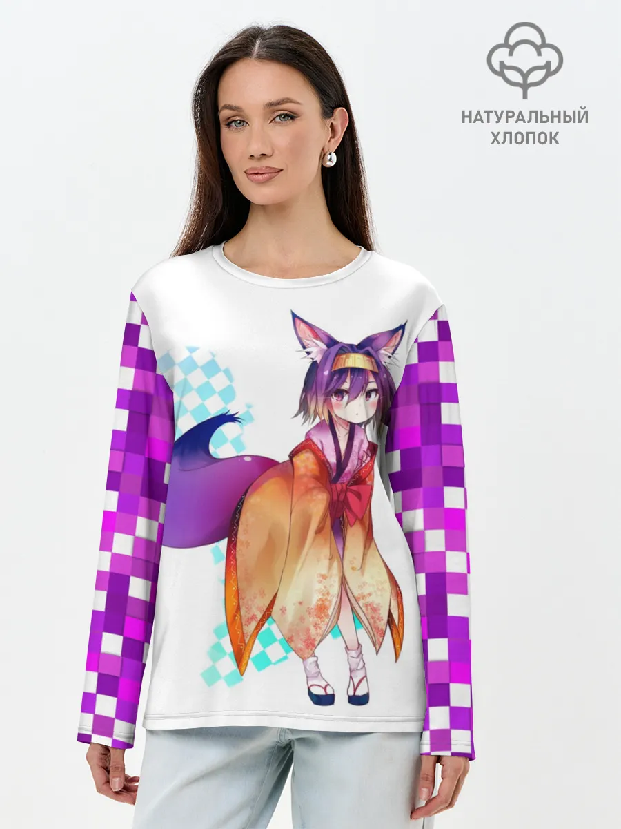 Лонгслив женский. Хлопок / Аниме пиксели