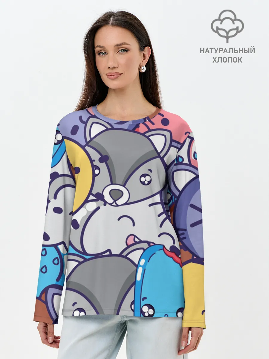 Лонгслив женский. Хлопок / Текстура