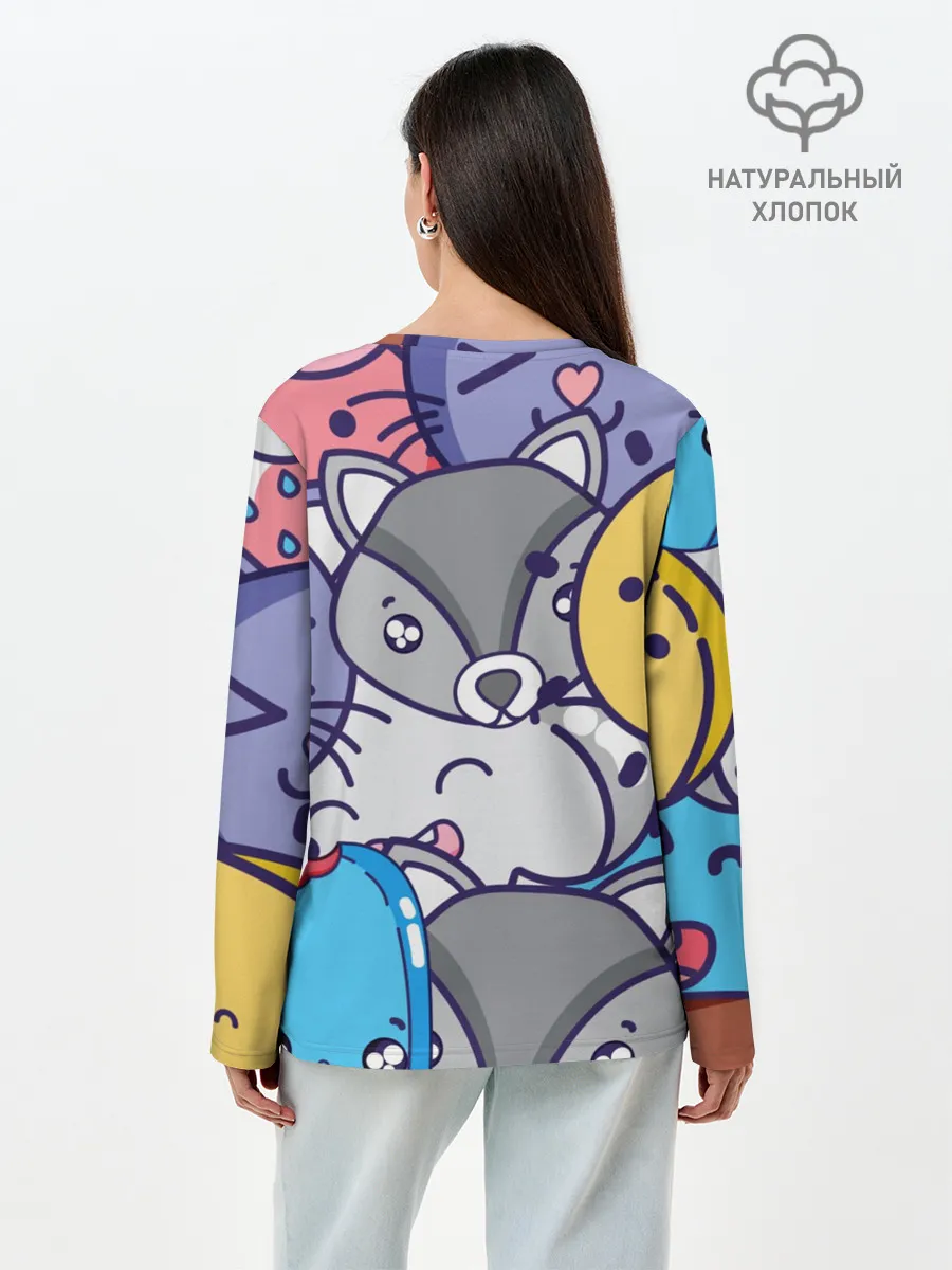 Лонгслив женский. Хлопок / Текстура