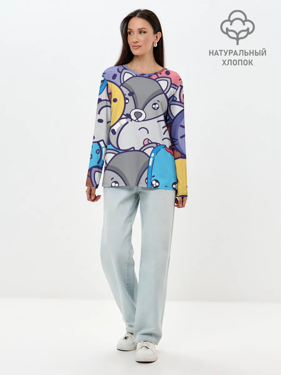 Лонгслив женский. Хлопок / Текстура