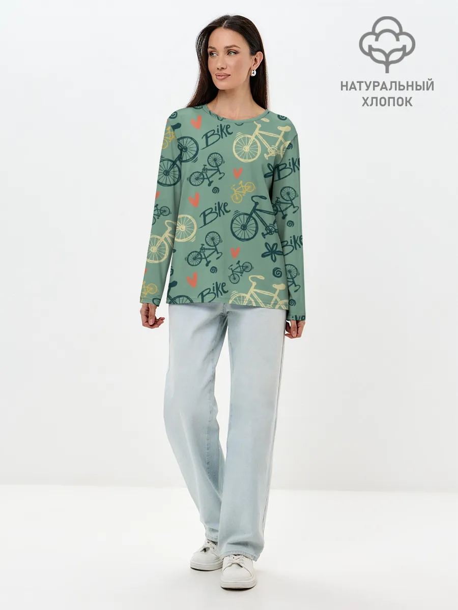 Лонгслив женский. Хлопок / Велосипед Текстура