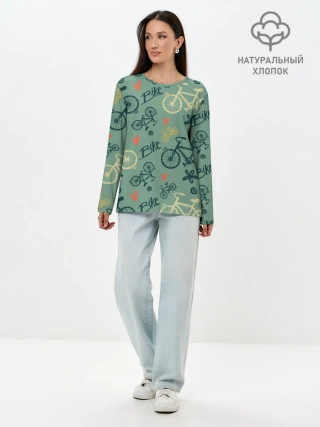 Лонгслив женский. Хлопок / Велосипед Текстура