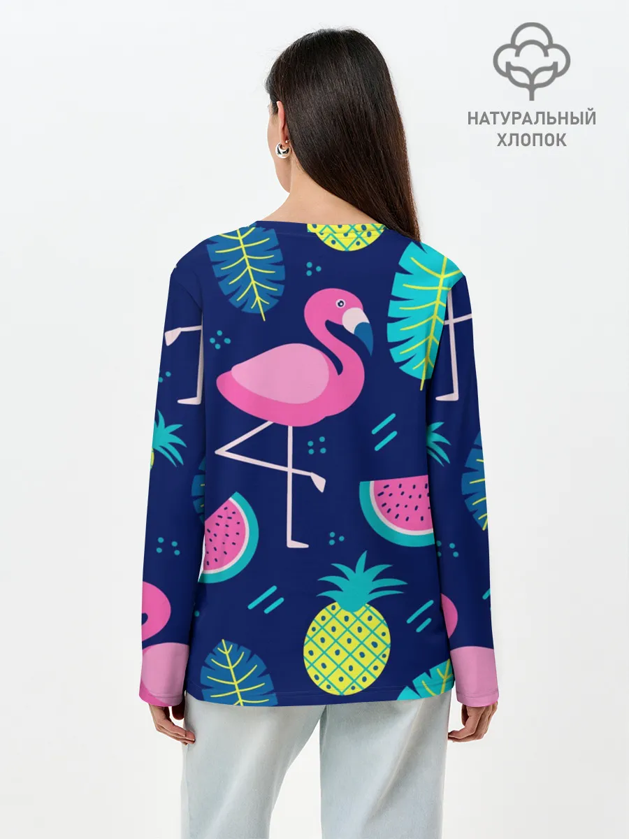 Лонгслив женский. Хлопок / Фламинго