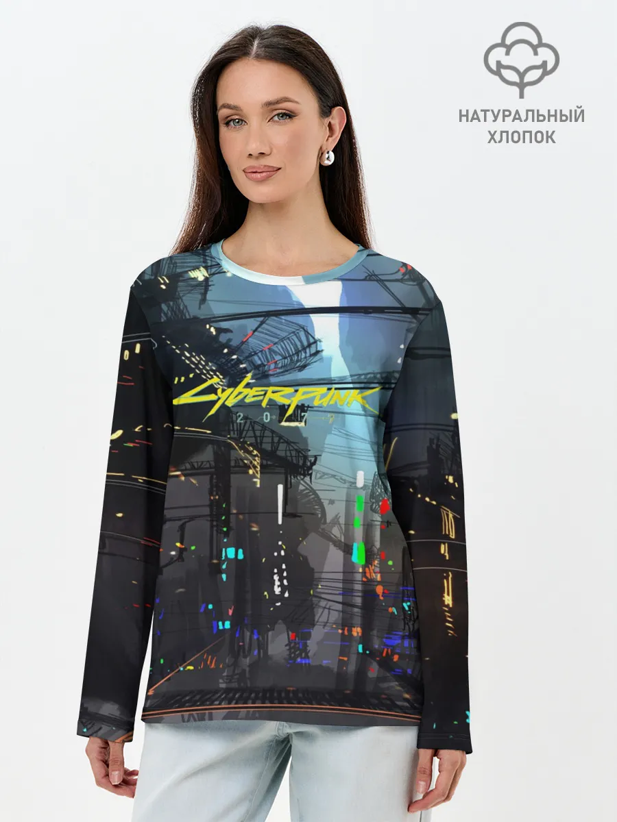 Лонгслив женский. Хлопок / Cyber Punk 2077