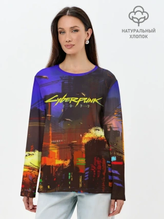 Лонгслив женский. Хлопок / Cyber Punk 2077