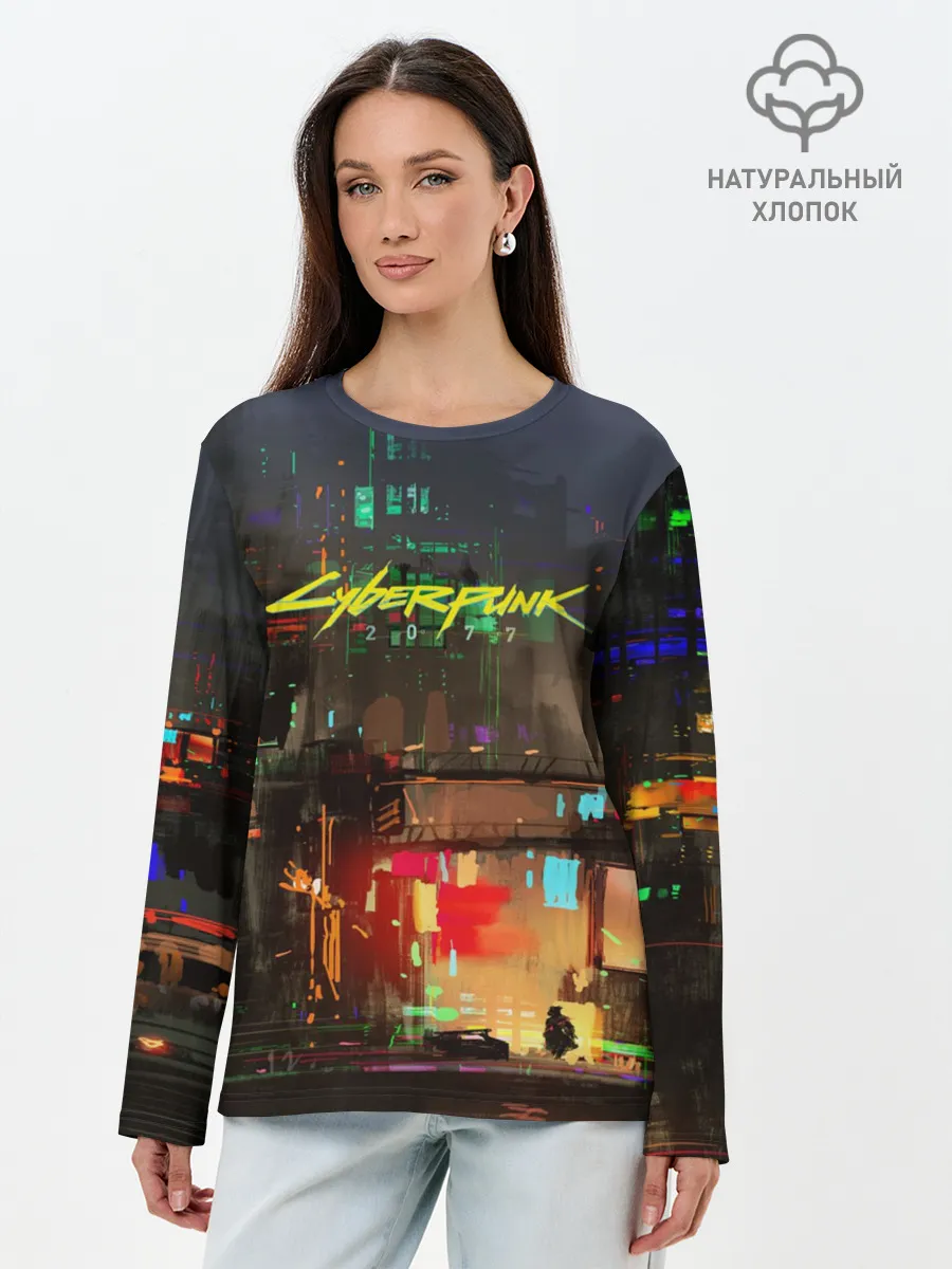 Лонгслив женский. Хлопок / Cyber Punk 2077