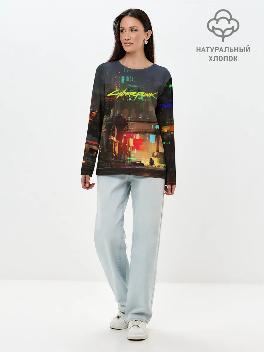 Лонгслив женский. Хлопок / Cyber Punk 2077