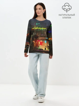 Лонгслив женский. Хлопок / Cyber Punk 2077