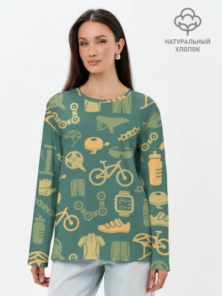 Лонгслив женский. Хлопок / Велосипедист