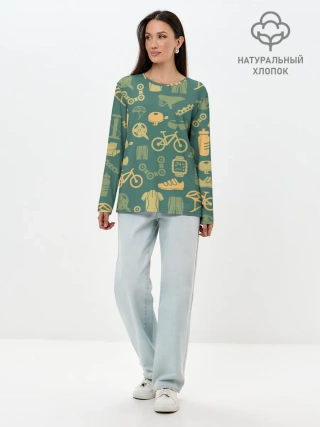 Лонгслив женский. Хлопок / Велосипедист