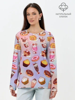 Лонгслив женский. Хлопок / Очень Сладкий Паттерн