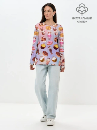 Лонгслив женский. Хлопок / Очень Сладкий Паттерн