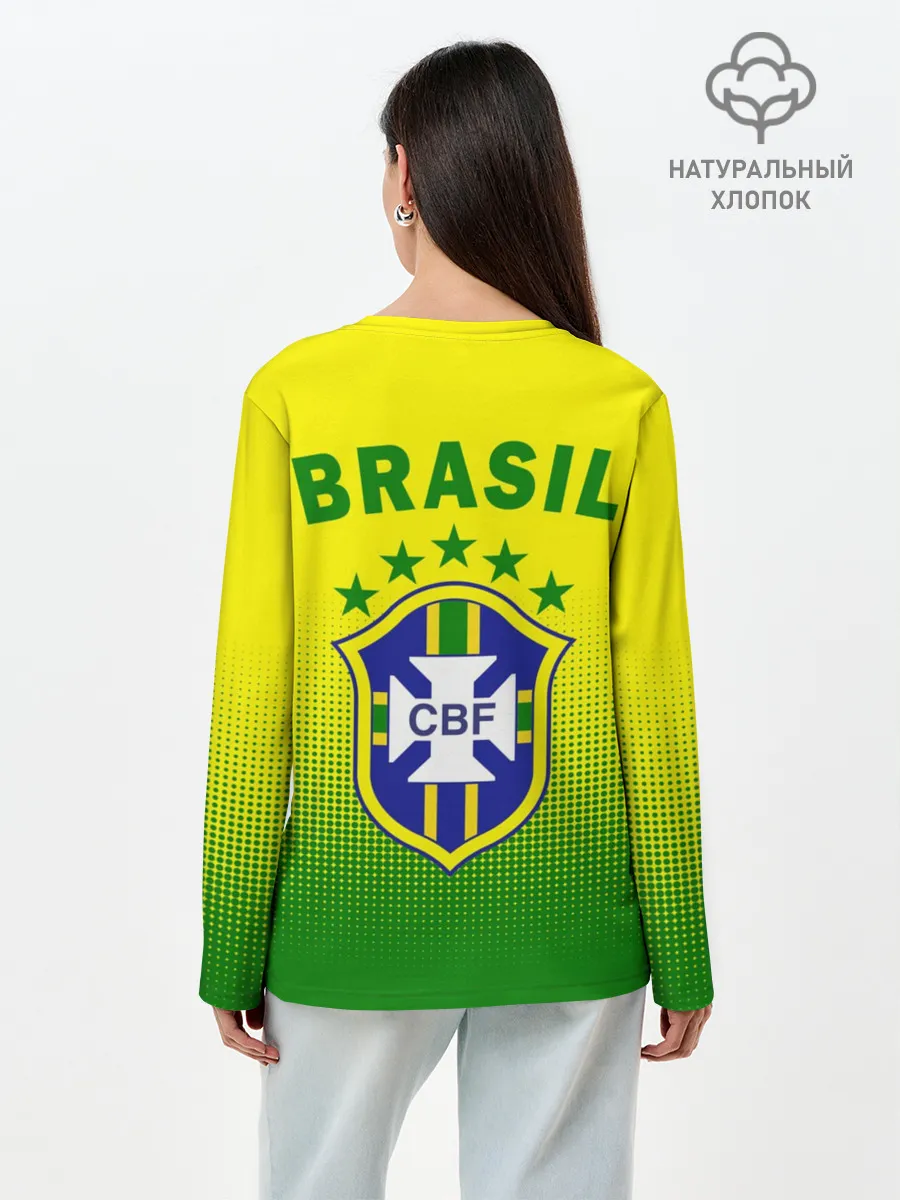 Лонгслив женский. Хлопок / Сборная Бразилии