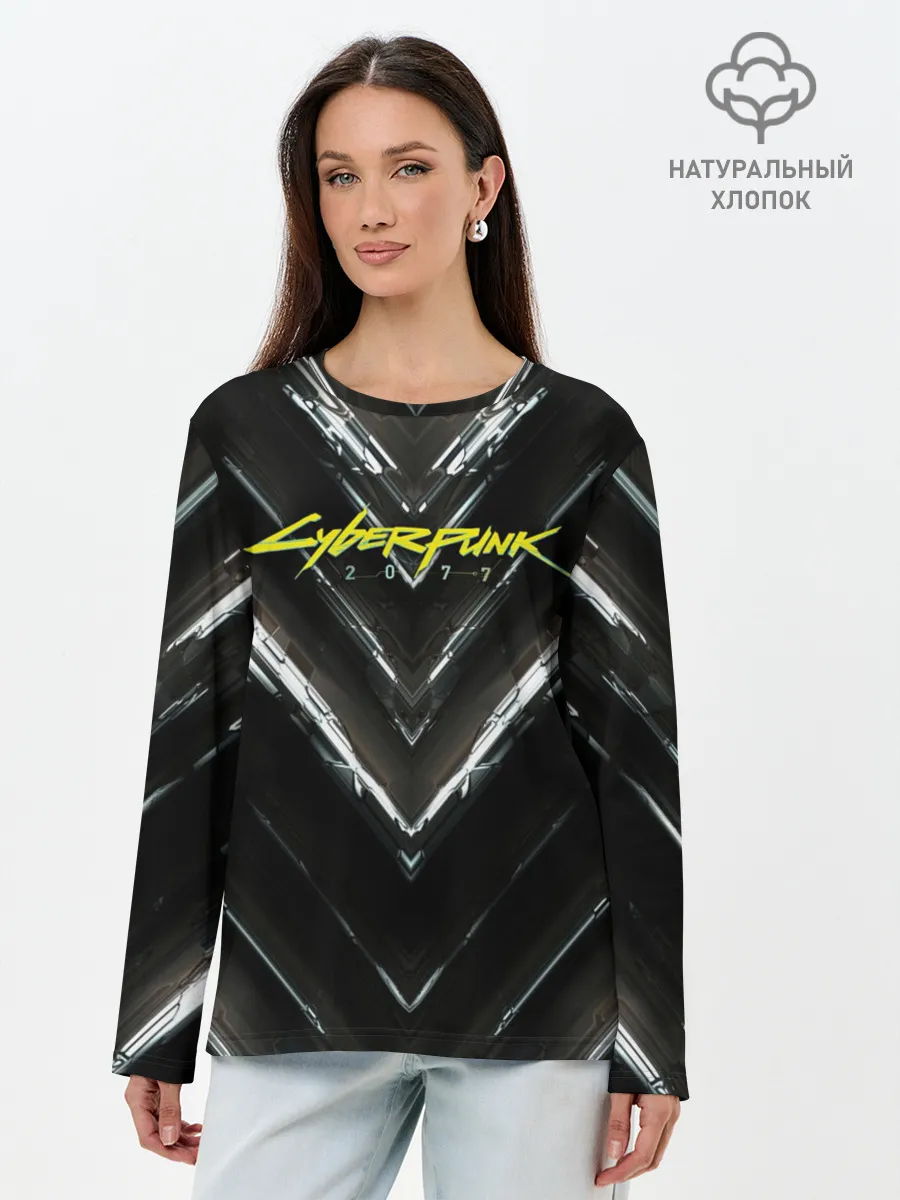 Лонгслив женский. Хлопок / CYBERPUNK 2077