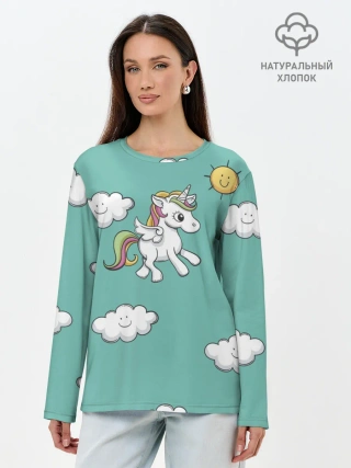 Лонгслив женский. Хлопок / Love of Unicorns