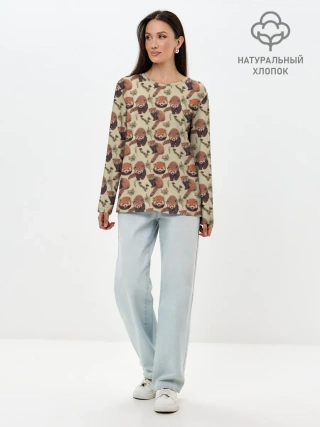 Лонгслив женский. Хлопок / Red panda