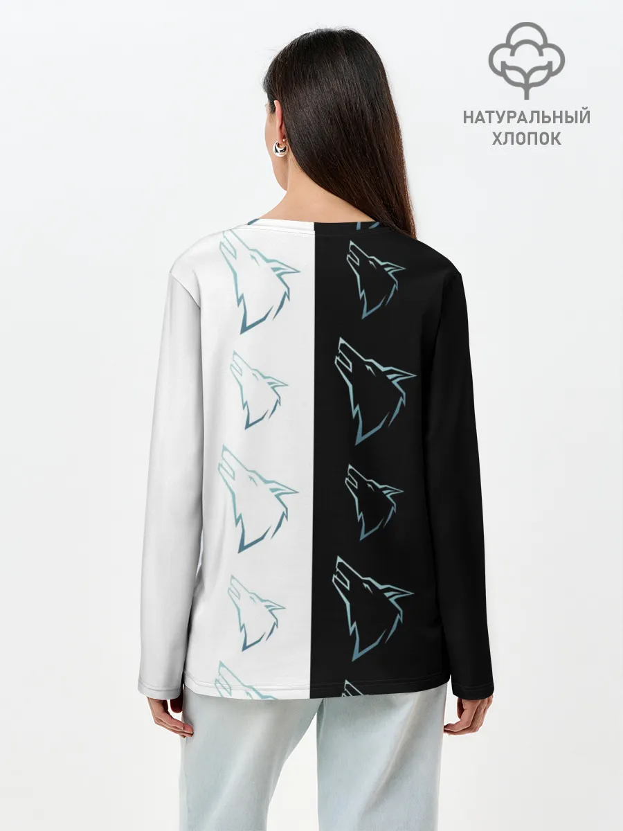 Лонгслив женский. Хлопок / Волк среди волков