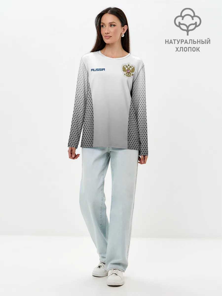 Лонгслив женский. Хлопок / Сборная России форма с сеткой