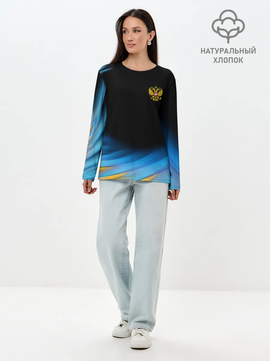 Лонгслив женский. Хлопок / Россия спорт