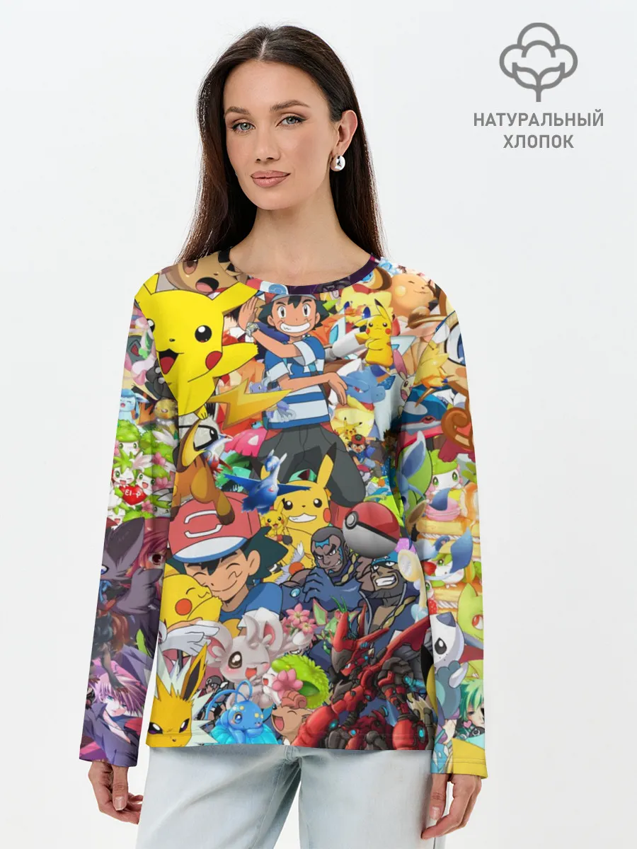 Лонгслив женский. Хлопок / Pokemon