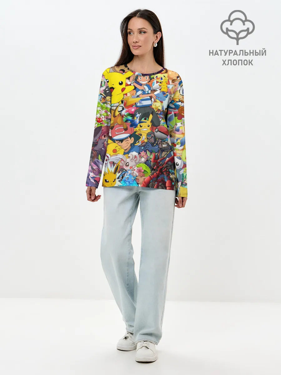 Лонгслив женский. Хлопок / Pokemon