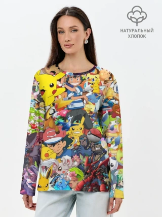 Лонгслив женский. Хлопок / Pokemon