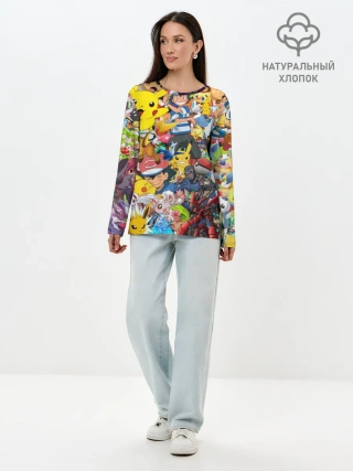 Лонгслив женский. Хлопок / Pokemon