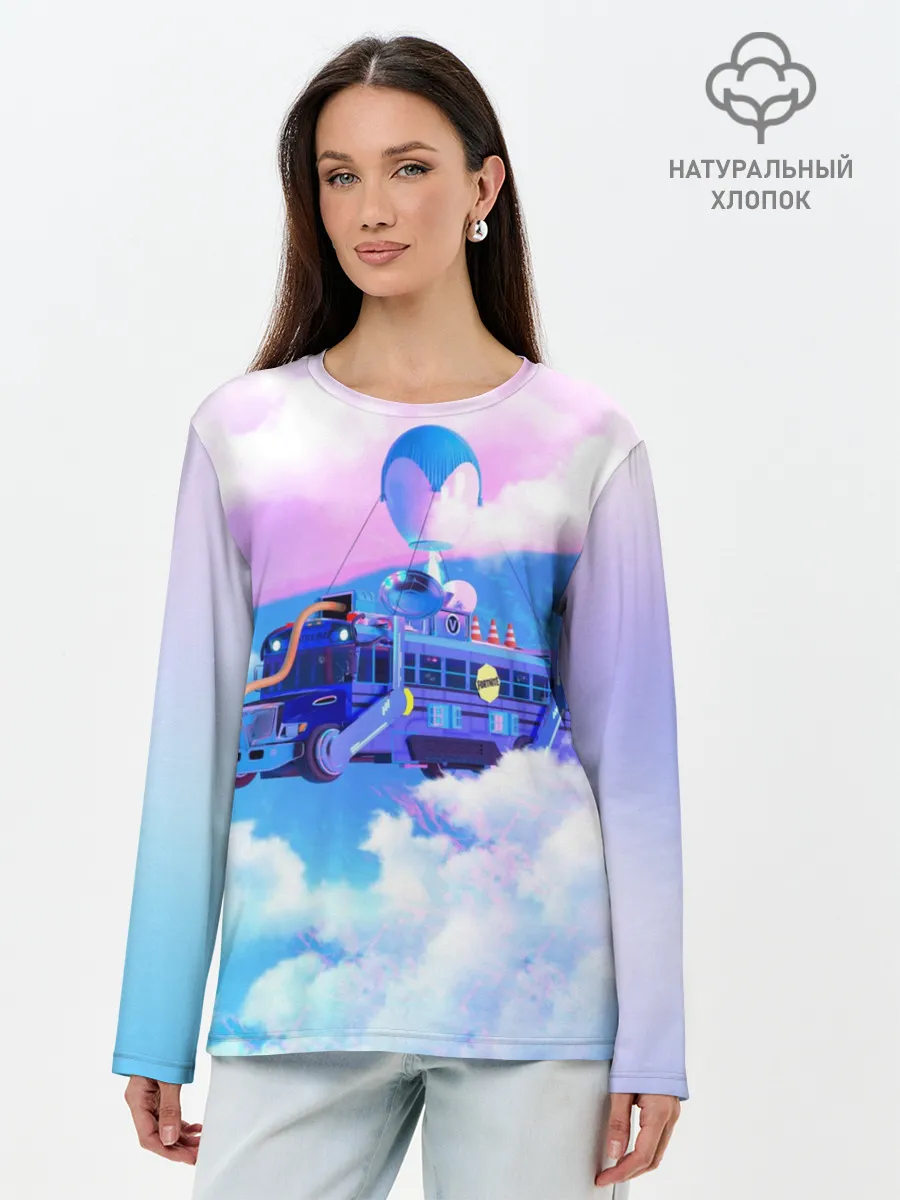 Лонгслив женский. Хлопок / Fortnite Bus