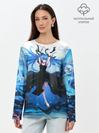 Лонгслив женский. Хлопок / Хацунэ Мику под водой
