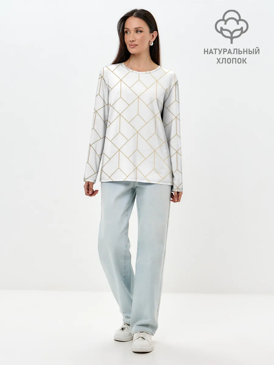 Лонгслив женский. Хлопок / Красивая геометрия