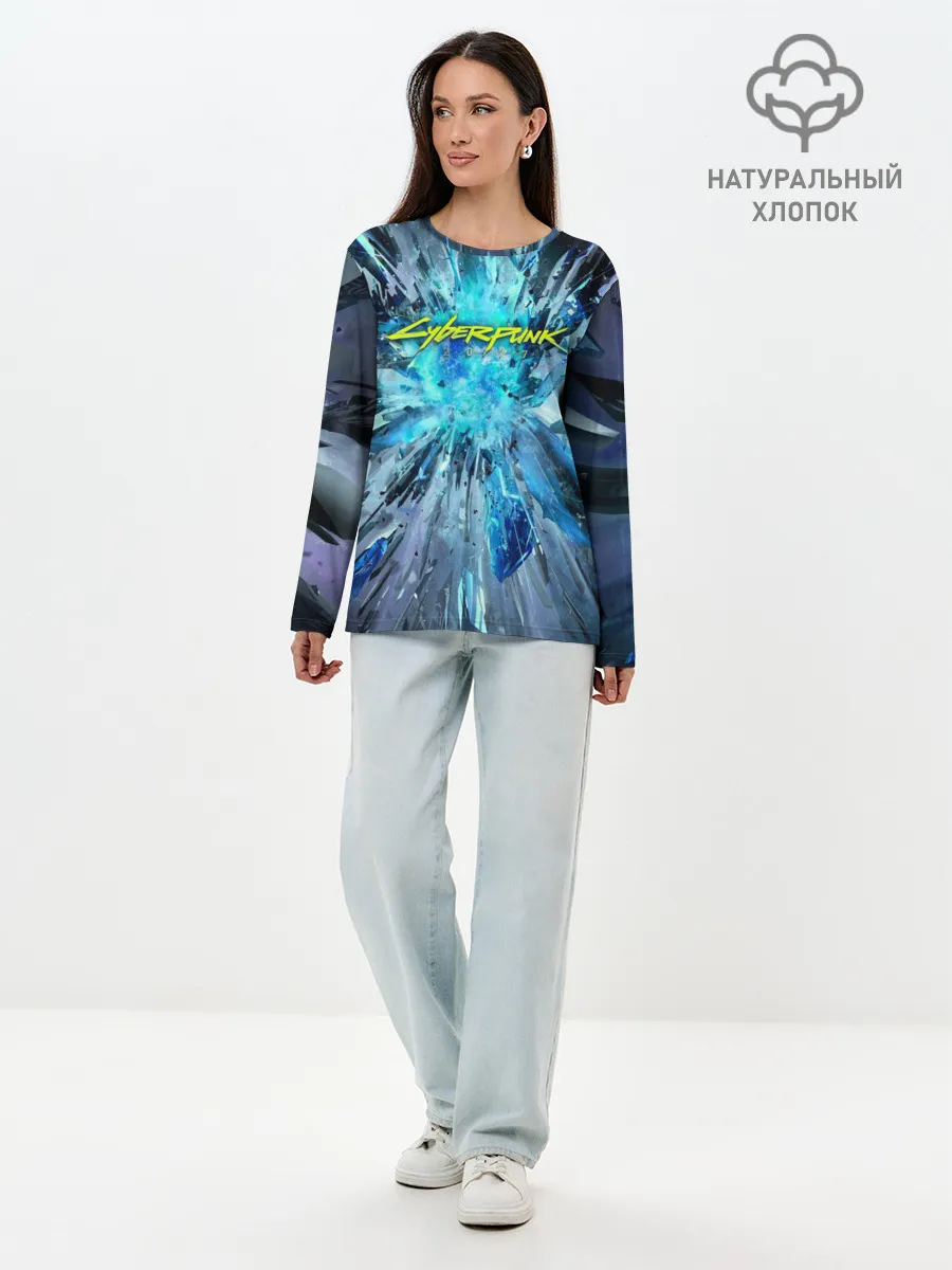 Лонгслив женский. Хлопок / CYBERPUNK 2077