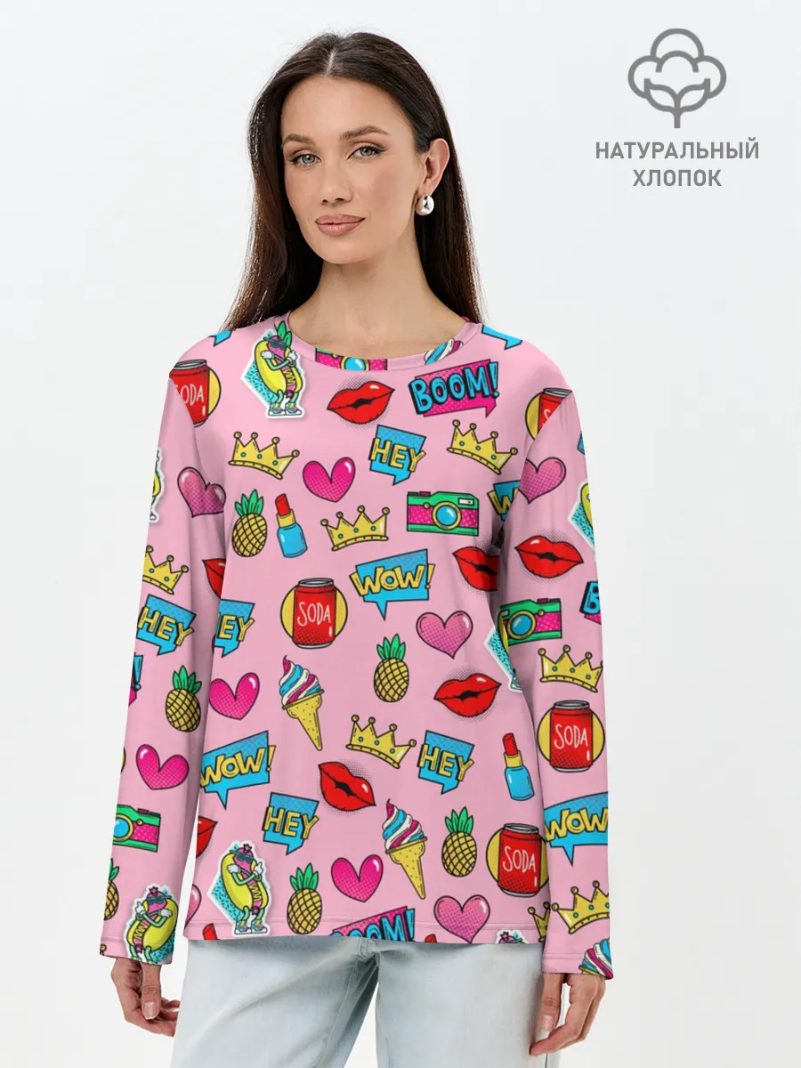 Лонгслив женский. Хлопок / Pop Art