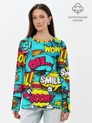 Лонгслив женский. Хлопок / Поп-арт в моде