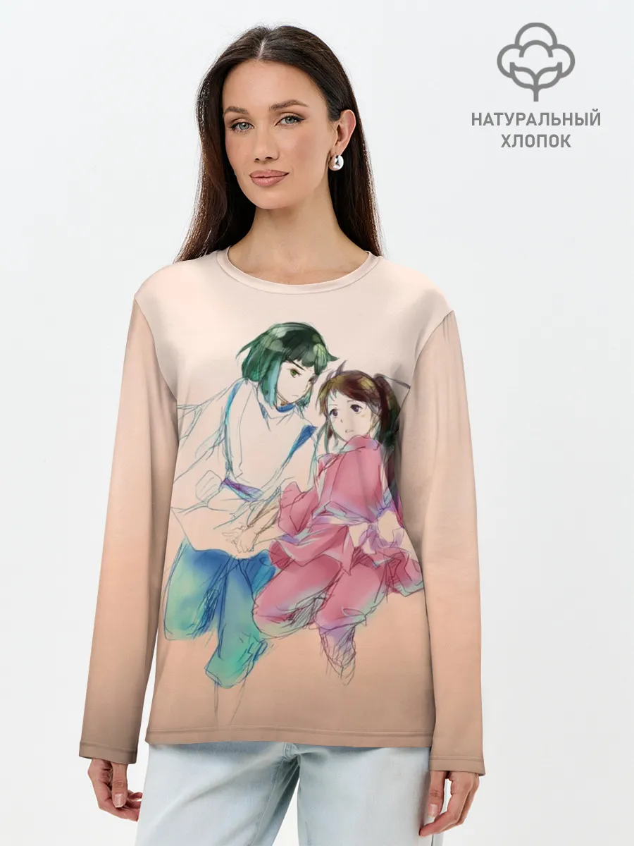 Лонгслив женский. Хлопок / Тихиро и Хаку