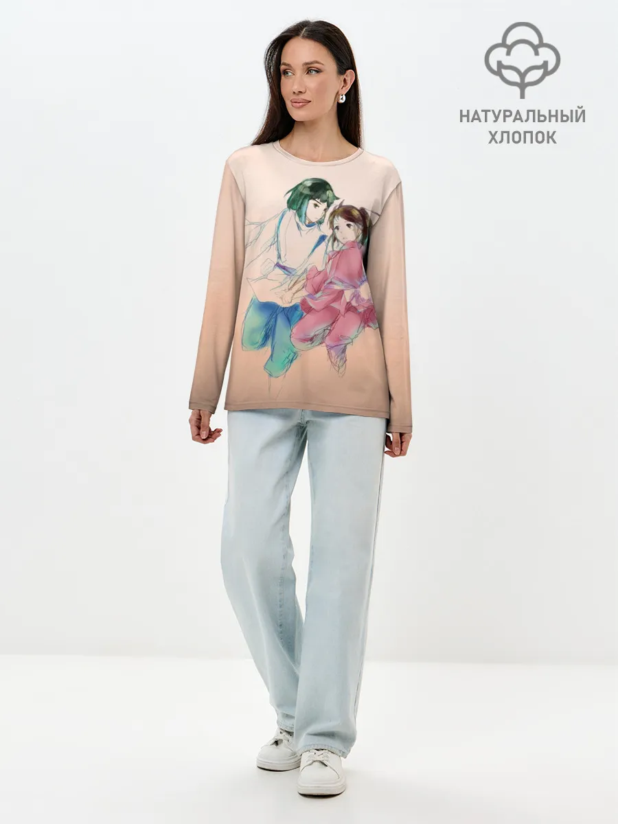 Лонгслив женский. Хлопок / Тихиро и Хаку