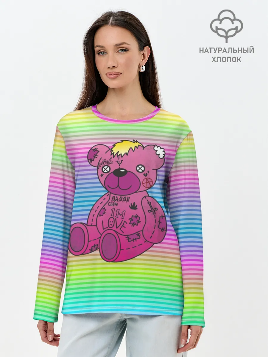 Лонгслив женский. Хлопок / Мишка Lil Peep
