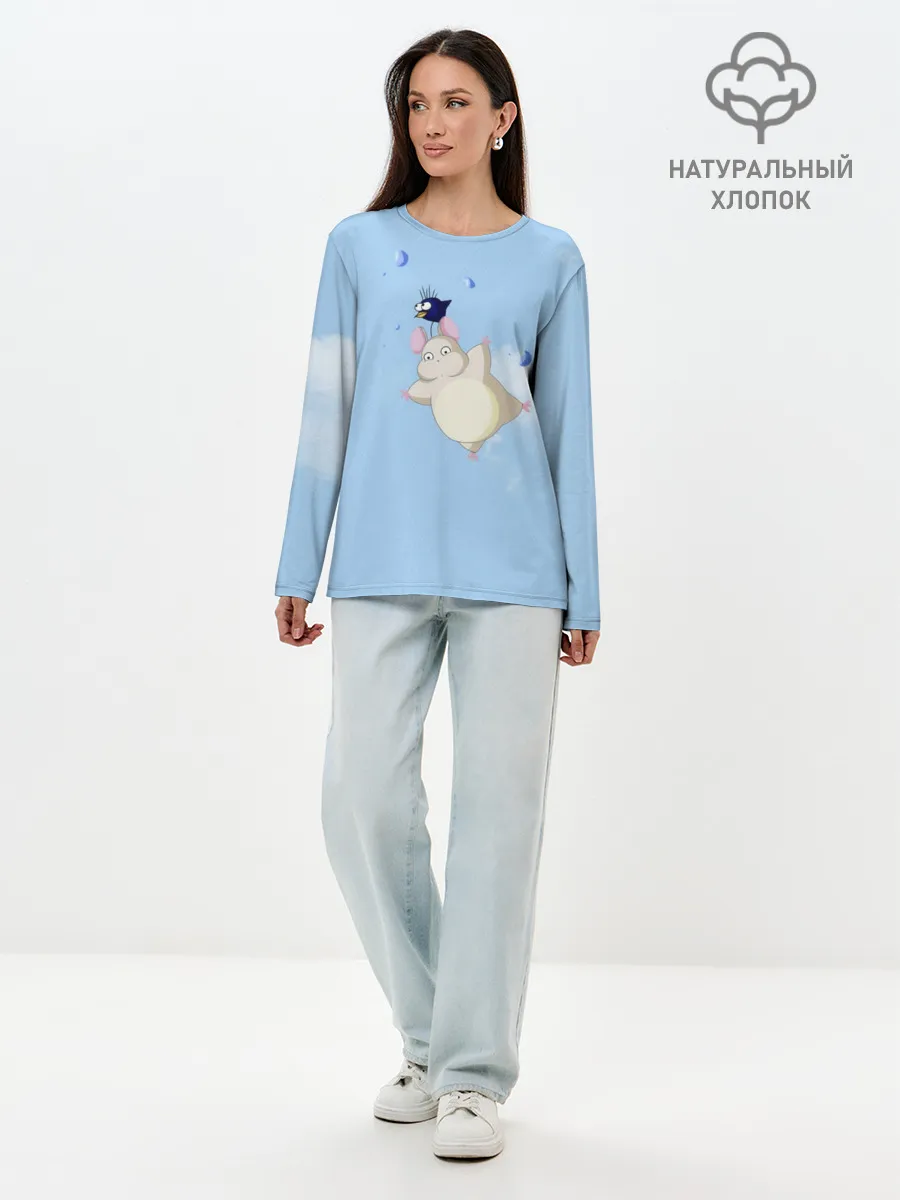 Лонгслив женский. Хлопок / Бо летает с сусуватари