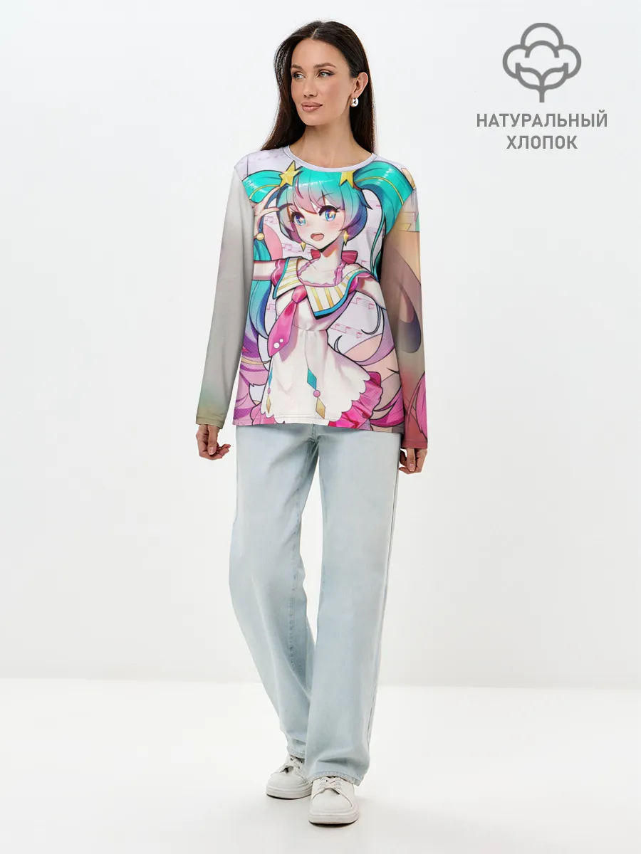 Лонгслив женский. Хлопок / Музыкальное наслаждения