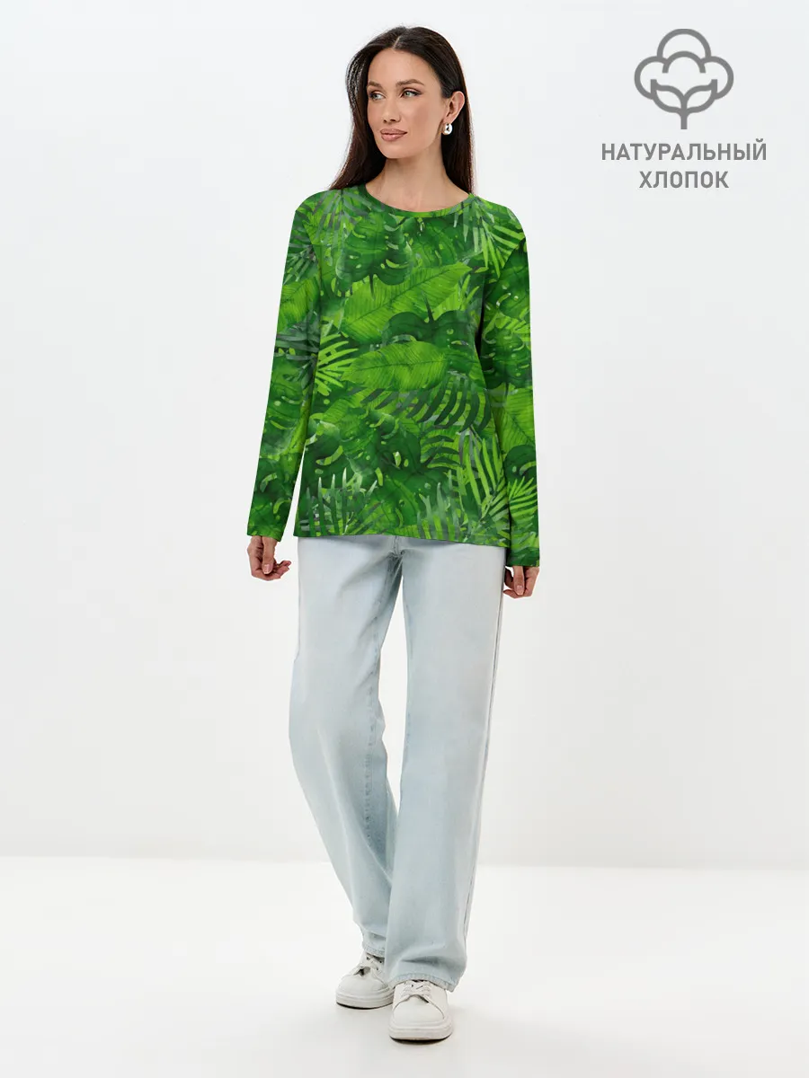 Лонгслив женский. Хлопок / Тропики